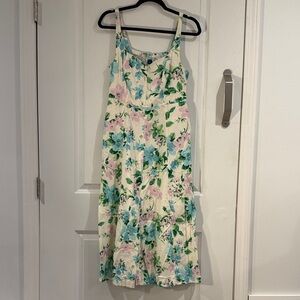 Old Navy linen Floral Midi Dress - Cream, Green, Blue, Pink